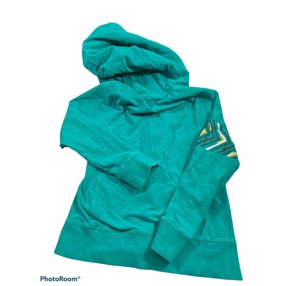 Nike Hoodie Green Zip Girls Boys Size M Green with Asymmetric Graphic - Picture 8 of 9